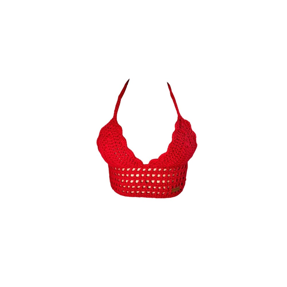 Handmade Crochet Red Crop Top,asthetic,coachella,Boho, Gig, festival concert